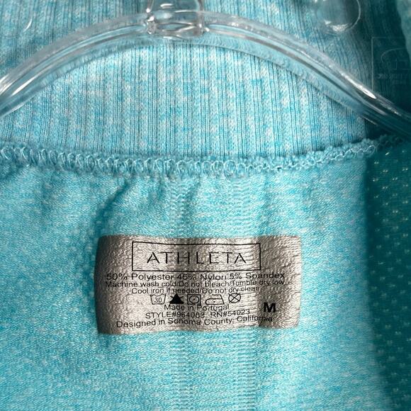 Athleta Running Pullover Jacket Womens M Blue Ruched Front Half Zip Turtle Neck - Picture 2 of 8